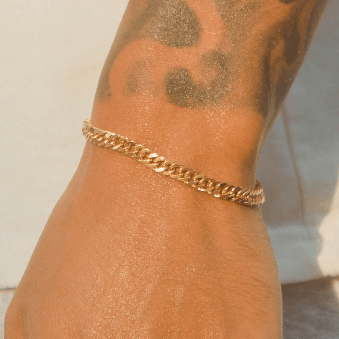 5mm Square Cuban Bracelet - Gold - Cernucci